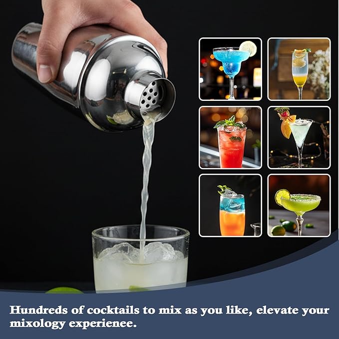 13-Piece Bartender Kit Bar Tool Set – Boston Cocktail Shaker Set with Muddler,Strainer,Jigger,Spoon–Home Bar Accessories and Drink Mixer Gift for Bartesian,Housewarming, Bar Cart Decor