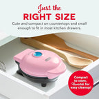 Dash Mini Waffle Maker- Compact Electric Iron for Creative Homemade Treats - PTFE nonstick surface - Easy-to-Clean - Perfect for Kids & Families - Pink
