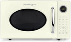 Nostalgia Retro 1000W Microwave Oven 1.1 Cu Ft Capacity – Child Safety Lock, 8 Auto-Cook Settings – Countertop Kitchen Appliance – Ivory