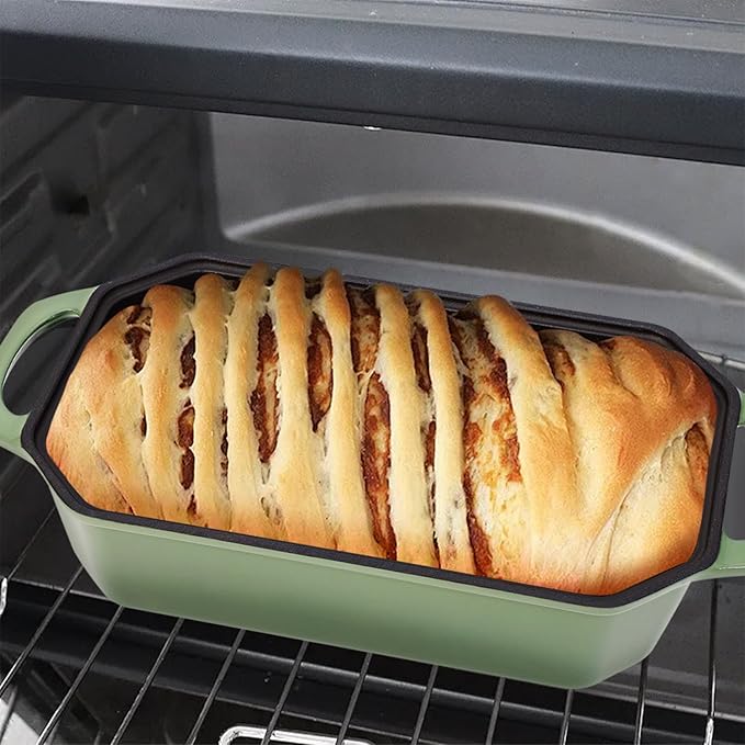 Flavehc Bread Pan Cast Iron Loaf Pan with Lid 9x5 Inch Bread Loaf Pan for Baking Bread Enameled Cast Iron Sourdough Bread Pan