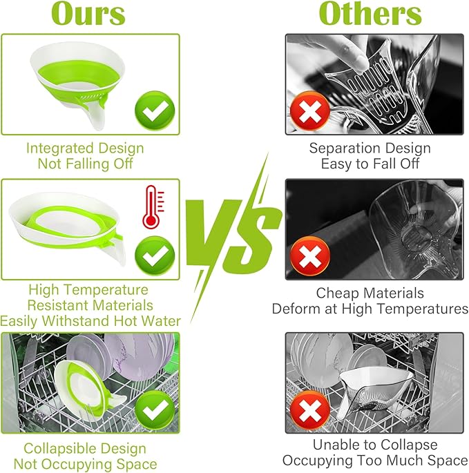 Collapsible Colander - Small Strainer Basket, Side-Drain Design, Dishwasher Safe Food Strainer for Pasta, Fruits, Vegetables