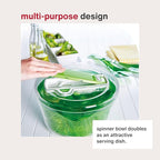 Zyliss Swift Dry Salad Spinner Large - Plastic Lettuce Colander and Spinner - Vegetable and Fruit Washer and Dryer - Dishwasher Safe Produce Tosser and Salad Spinner - Green, Large