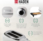 Haden Heritage 2 Slice Wide Slot Stainless Steel Toaster with Adjustable Browning Control & Non-Slip Feet, Ivory & Chrome