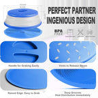 2 in 1, Aidacom Microwave Splatter Cover for Food & Silicone Microwave Mat, Mat as Bowl Holder, Trivet, Pot Holders, Drying, Baking, Utensils Rest for Kitchen Counter, Dishwasher Safe, Blue