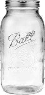 Ball - 64oz Wide Mouth Jars with Lids & Bands 6 Pack Jars | Half Gallon Large Glass Mason Jar for Food Storage with airtight Lid, 0.5 Gallon Glass Jar with Lid and Bands, Set of 6
