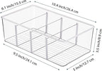 Vtopmart 10 Pack Food Storage Organizer Bins, Clear Plastic Bins for Pantry, Kitchen, Fridge, Cabinet Organization and Storage, 4 Compartment Holder Packets, Snacks, Pouches, Spice Packets