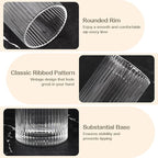 Set of 8 Vintage Ribbed Glassware,4 Highball Glasses 12 oz,4 Rocks Drinking Glasses 14 oz,Ribbed Cocktail Glass Cup,Drinking Glass Set,Used for Whiskey,Juice,Smoothies,Mixed Drinkware