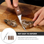 BESPORTBLE Stainless Steel Shrimp Peeler and Deveiner Set with Wood Handles 4 Shrimp Knives and 1 Shell Clipper Seafood Tool and Deveining Kitchen Specialty Gadgets 5pcs