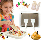 Rolled Ice Cream Maker, No Electricity DIY Homemade Rolled Ice Cream Kit, 304 Stainless Steel Instant Frozen Ice Cream Roller for Kids or Adults, Perfect for Family Nights, Parties, Playdates (White)