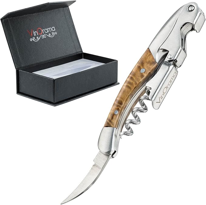 Waiters Corkscrew Wine Opener Rosewood Handle 3-in-1 Beer Bottle Opener and Foil Cutter, The Best Choice of Professional Waiters and Bartenders Around the Globe