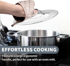Small Universal Lid,Fits 5,8 Inch Cookware,Tempered Glass Top with Steam Vent for Pots, Pan, and Cast Iron Skillets,Stainless Steel Replacement Pot Lid for Kitchen Organizing, Space Saving