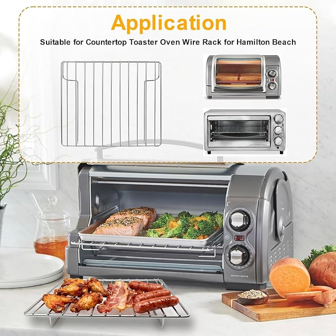 Toaster Oven Accessories for Hamilton Beach Easy Reach 4 Slice Countertop Toaster Oven, 10.9×9.2 IN Food Grade Stainless Steel Toaster Oven Replacement Parts Wire Rack, Dishwasher Safe