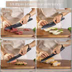 Astercook Knife Set with Block and Sharpener, 22 Piece Kitchen Knife Set Dishwasher Safe, Space-Saving Clear Knife Block with Knives for Everyday Home Cooking Black