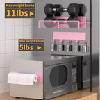 Magnetic Spice Rack for Refrigerator, 10 Pack Metal Magnetic Shelf, Moveable Spice Organizer with Hook Rack, Paper Towel Holder, Kitchenware Holder, Strong Magnetic Storage Fridge Organizer Pink