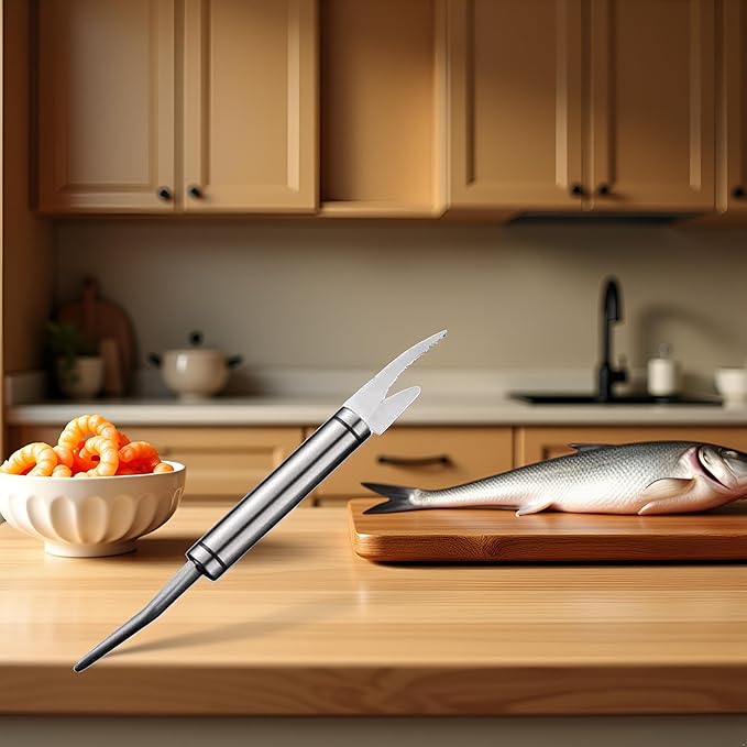 2024 New 5 in 1 Multifunctional Shrimp Line Fish Maw Knife with Cleaning Cloth, 304 Stainless Steel Shrimp Peeler, Fish Scale Remover Specialty Tools and Gadgets