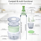 Brieftons Salad Spinner and Chopper: Large 6.3-Quart Lettuce Greens Vegetable Washer Dryer, with Bonus 0.95-Quart Veggie Chopper Mixer, Compact Storage, Easy Push Operation for Quick Veggie Prepping