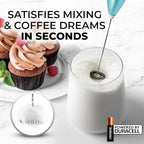 Zulay Kitchen Milk Frother Handheld Electric Whisk with AA Duracell Batteries – Durable Drink Mixer for Coffee, Lattes, Cappuccinos & More - Aurora