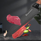 Kitchen Knife Set, Retrosohoo 6-Pieces Khaki Sharp Knife Block Set for Kitchen, Non-stick Non-slip Stainless Steel Chef Knife Set with Universal Knife Block Suitable for Home Restaurant (Black)