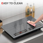 Double Induction Cooktop 110v-120v, 2 Burner Electric Cooktop 24 inch 4000W Induction Stove Top, Hot Plate LED Touch Screen, 9 Temperature, Safety Lock