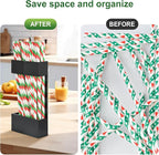 2 PACK Acrylic Straw Holder for Cabinet Doors, Reusable Straw Organizer with Ultra-Sticky Adhesive, Small Kitchen Accessories Container, Fits Both Short & Long Straws(Black)