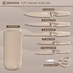 Knife Set, Brewin Kitchen Knife Set, Knives Set for Kitchen, Universal Knife Block, Utility Knife Block Set, New Home Essentials, Apartment Essentials, Dishwasher Safe
