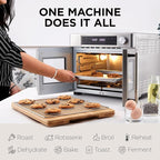 Ivation Dual Zone Air Fryer French Door Oven - 32 Quatity Convection Toaster Combo, 10-in-1 Multifunction Up to 450° - 1800W - Temperature Control, Timer - Stainless Steel - Dehydrate, Bake, Roast