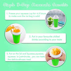 Slushie Maker Cup,DIY Magic Slushy Maker Squeeze Cups,Portable Smoothie Squeeze Cups for Juices,Milk and Ice Cream Make,Double Layer Squeeze Slushy Maker Cup,Birthday Gifts for Mom Dad & Friend(Green）