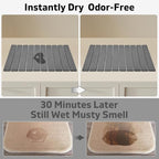 Large Stone Dish Drying Mat for Kitchen Counter, 24"×16", Collapsible Quick Dry Dish Drying Mat, Ultra Absorbent Diatomaceous Earth Mats for Dishes Bottles Cups, Match Any Countertop - Grey