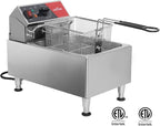 CROSSON ETL Listed 13Lbs Electric Deep Fryer Countertop with Easy-assembling Solid Basket,Removeable Oil Container for Restaurant Home Use-120V,1800W Commercial Deep Fryer