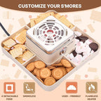 Electric Smores Maker - Indoor Smores Kit with 4 Detachable Trays, 4 Stainless Steel Forks - Flameless Smores Maker Tabletop Indoor Kit (White)