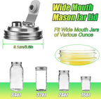 Palksky Mason Jar Pour Spout Lid Stainless Steel, Wide Mouth Pour Spout Flip Cap Lids for Mason Jars, anticracking Leak Proof Seal Cover Airtight for Drinking Salad Dressing & Food Storing(2PCS)
