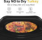 RoyalCraft 22-Quart Electric Roaster Oven with Visible Self-Basting Lid, Turkey Roaster Oven with Removable Pan and Rack, Perfect for Large Meals and Holiday Feasts, Silver