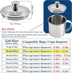 3.1Inch Universal Drink Covers, Stainless Steel Mug Cover, Glass Covers for Drinks, Cocktails, Coffee Mugs, Tea Cups, Beers