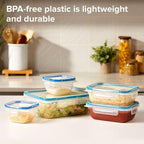 Snapware Plastic Total Solution 5-Pack (Mixed Sizes) Food Storage Containers Set, Leakproof & Airtight Plastic Locking Lids Rectangular Tupperware, BPA-Free Lids, Microwave Dishwasher Freezer Safe