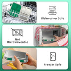 BOSEDSANG Stainless Steel Kids Leak-Resistant Bento Lunch Box, 3-Compartments with Silicone Container, Dishwasher-Safe, Child-Friendly Design for School, Picnics & Travel,BPA-Free (Green)