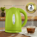 OVENTE Electric Kettle, 1.7L Fast Boiling Water Heater for Coffee or Tea, BPA Free with Water Level Gauge, Auto Shut-Off, Boil-Dry Protection, Indicator Light and Removable Filter, Green KP72G