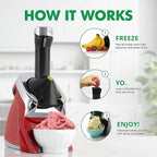 Yonanas 988RD Deluxe Vegan, Dairy-Free Frozen Fruit Soft Serve Maker, Includes 75 Recipes, 200 W, Red
