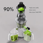 SIFENE Cold Press Juicer Machine, 70mm Wide Mouth Masticating Juicer for Whole Fruits & Vegetables, High Yield Slow Squeeze Extractor, Quiet Motor, Reverse Function, Easy to Clean, BPA Free, White