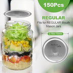 150PCS Canning lids Regular Mouth(2.76in/70mm), Upgraded Leak-Proof Mason Jar Lids for Ball/Kerr Jars, Split-Type Lid with Perfect Airtight Seal, Canning Jars Lids, Food Grade Material