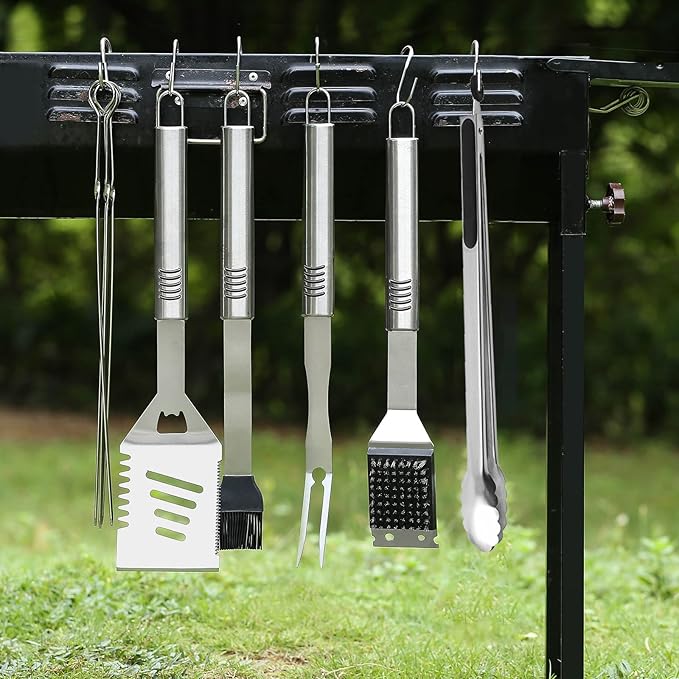 BBQ Grilling Tools Set,16" Stainless Steel Grilling Accessories Kit for Men Gift,BBQ Grill Utensils Gift Kit with Portable Carry Bag BBQ Tools Grill Tools Set for Backyard Outdoor Grill Cooking