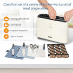 Smart Cutting Board and Knife Set,Self Cleaning Cutting Board and Knife Set with 4 Stainless Steel Knives,3 Color Coded Cutting Boards,10 Pairs of Chopsticks and 1 Pair of Scissors