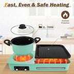 Hot Pot Electric with Grill, 1600W 3 in 1 Smokeless Non-Stick Barbecue Shabu Hot Pot with Dual Temp Control, Multifunctional Teppanyaki Grill Pot, Shabu Korean BBQ for 3-5 People