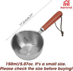 150ml Butter Melting Pot Warmer, Mini Sauce Pan for Soup Milk Coffee Chocolate Tea Gravy Reheating Cooking Boiling, Wooden Handle 304 Stainless Steel Small Tiny Cup for Making Sauces Breakfast Kitchen