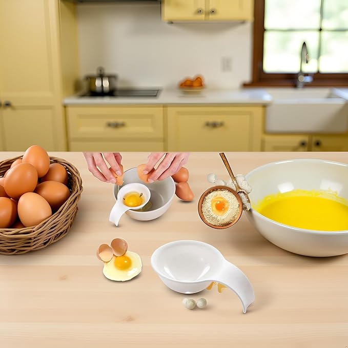 1pc White Egg White Yolk Separator,Egg Separator for Raw Eggs,Bowl-Clip and Yolk Separator Strainer for Baking Cakes,Kitchen Gadget Cooking Specialty Tools and Gadgets
