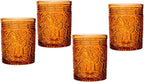 Godinger Old Fashioned Whiskey Glasses, Drinking Glasses, Vintage Decor, Glass Cups, Water Glasses, Cocktail Glasses - Jax Collection, 12oz, Orange, Set of 4