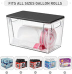 Pantry Organizers Storage, Under Sink Organizer Trash Bag Holder with Bamboo Lids Large Capacity Clear Storage Bins for Onion, Potato, Garlic, Canned Food Kitchen Countertop Organizer (Black lid)