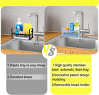 Maifan Stainless Steel Kitchen Sink Caddy Organizer with Auto Drain Tray, Sponge Holder for Countertop Storage