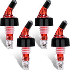 LINALL Automatic Measured Bottle Pourer - Pack of 4, 1 oz (30 mL) Quick Shot Spirit Measure Pourer Drinks Wine Cocktail Dispenser Home Bar Tools (Red 4pcs) (4)