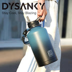DYSANKY Insulated Water Bottle | Thickened Stainless Steel Vacuum Metal | Portable Sports Half Gallon Large Water Jug for Gym and Hiking with Straw, Carrier Bag, Handle Strap | BPA-Free 64 oz