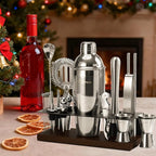 23-Piece Bartender Kit, Cocktail Shaker Set with Stand | Bar Set Drink Mixer Set with All Essential Bar Tools: Martini Shaker,Bar Mixer Spoon, Jigger, Strainer, Muddler, Pourers, for Home, Bar, Party